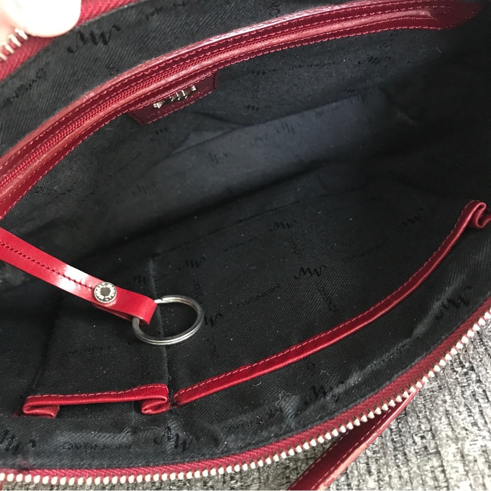 Monsac red leather paisley embossed shoulder bag purse - Picture 11 of 13